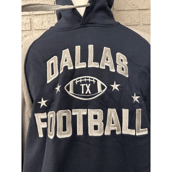 Dallas Football Embroidery Soft Classic Blue Long Sleeve Hoodie Size L Unisex - Picture 6 of 10